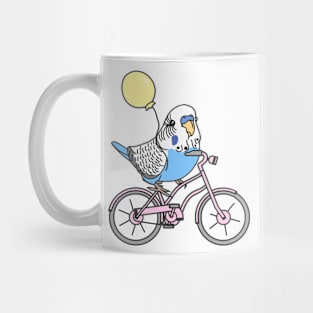 blue budgie on a bike Mug